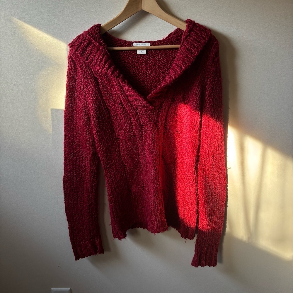 Y2K Maurices Hooded Red V-Neck Sweater